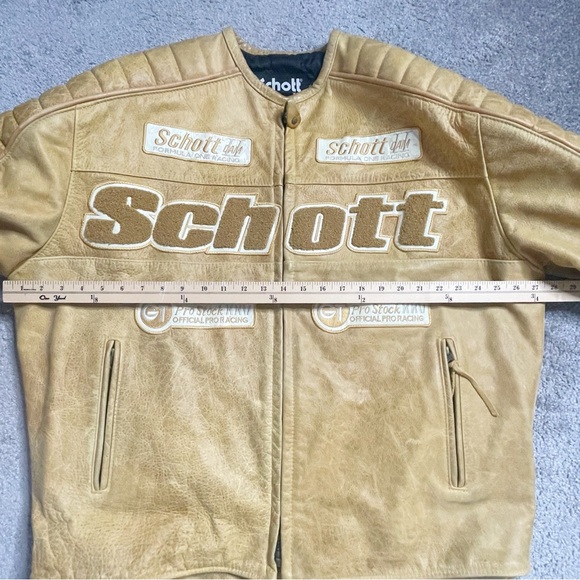 SCHOTT VINTAGE MOTORCYCLE MEN'S LEATHER JACKET  Formula One Racing XXL - Picture 4 of 15